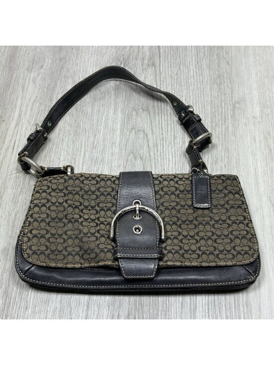Coach Handbags - Vintage Coach Y2K Black/Gray Signature Canvas Soho Shoulder Bag 7075